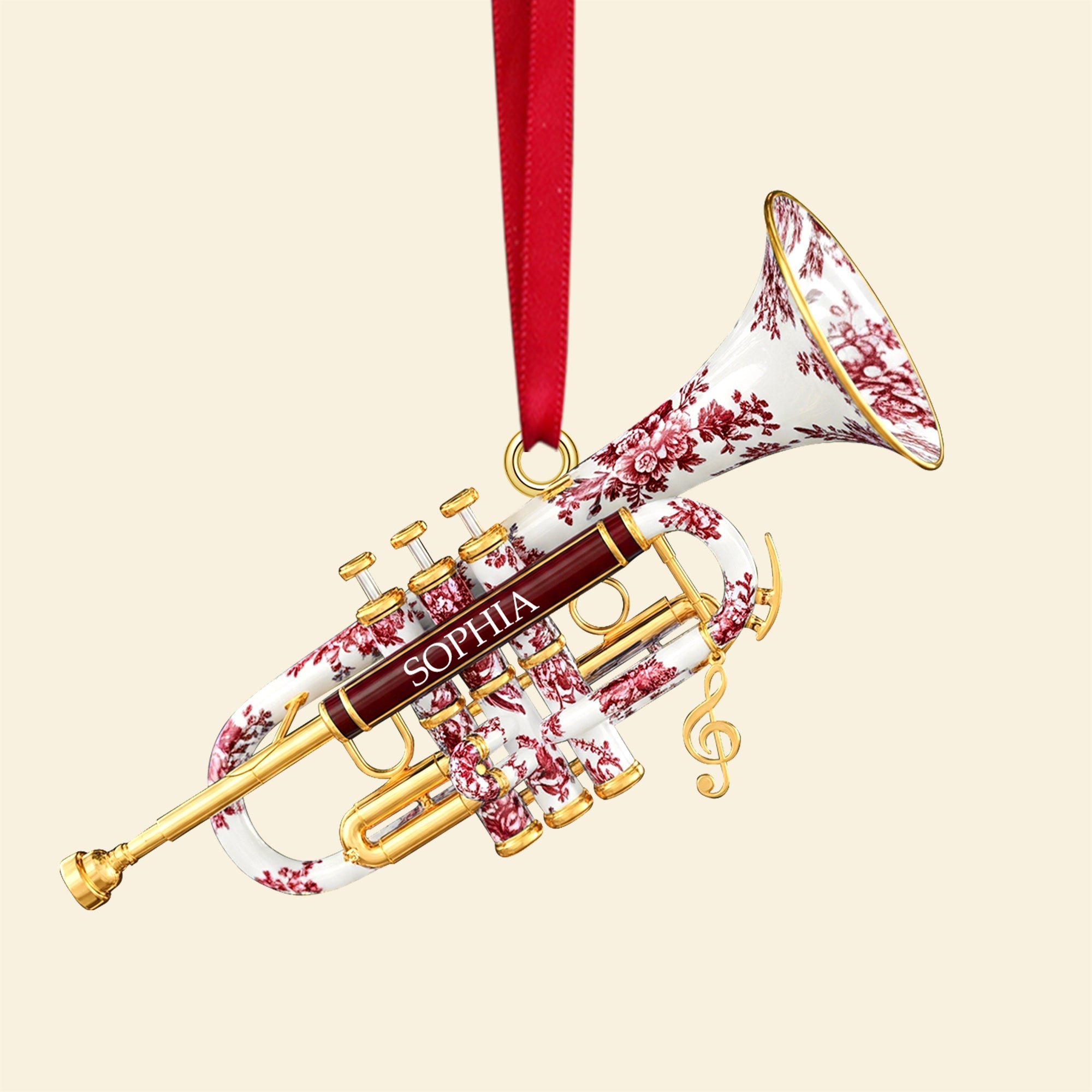 Personalized Gifts - Trumpet Toile de Jouy Christmas Ornament 02pgtn231025 - Image 4