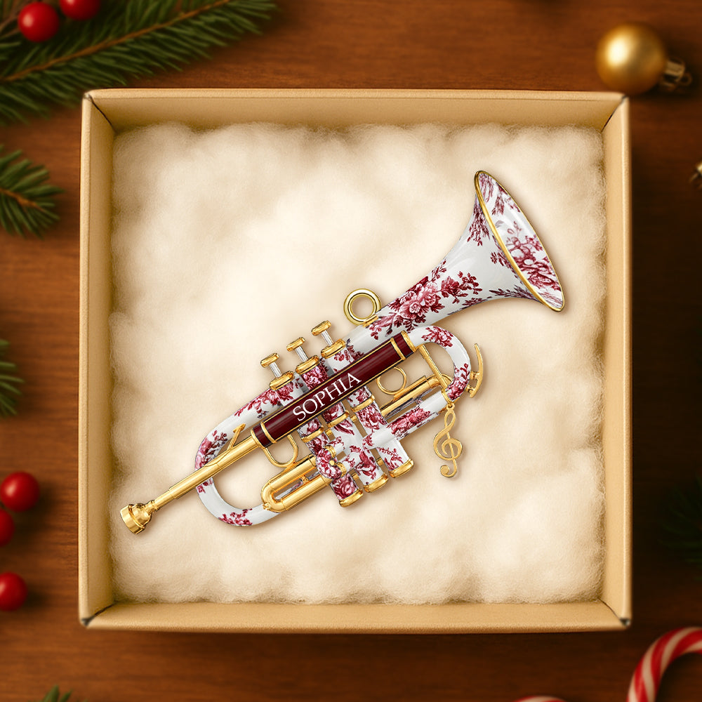 Personalized Gifts - Trumpet Toile de Jouy Christmas Ornament 02pgtn231025 - Image 3