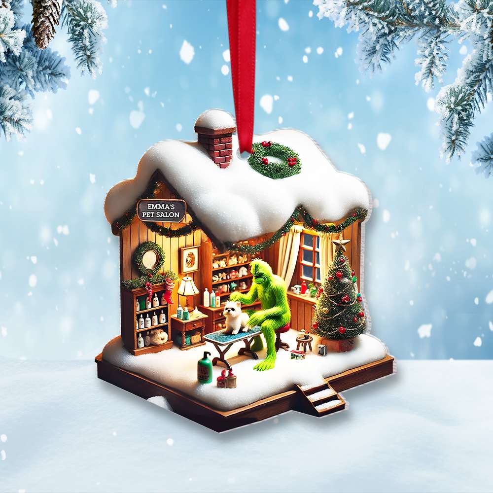 Personalized Gifts Flat Pet Grooming Green Monster Acrylic Ornament 045TGMH141124 - Image 3