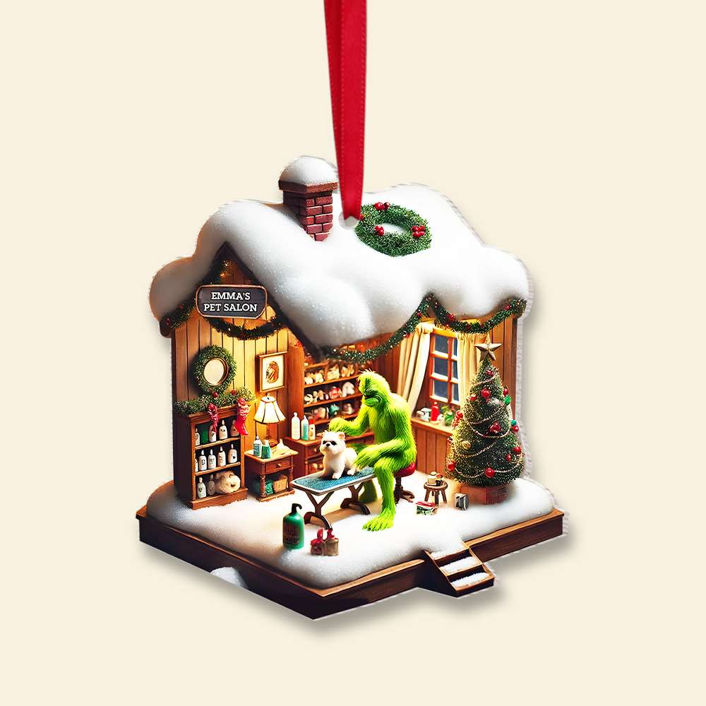 Personalized Gifts Flat Pet Grooming Green Monster Acrylic Ornament 045TGMH141124 - Image 4