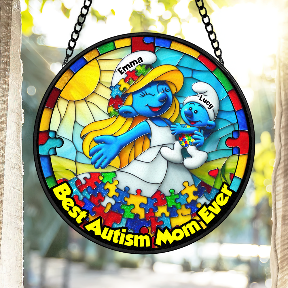 Alternative view of Personalized Gifts For Autism Mom Stained Glass, Blue Character 01tgpu210225