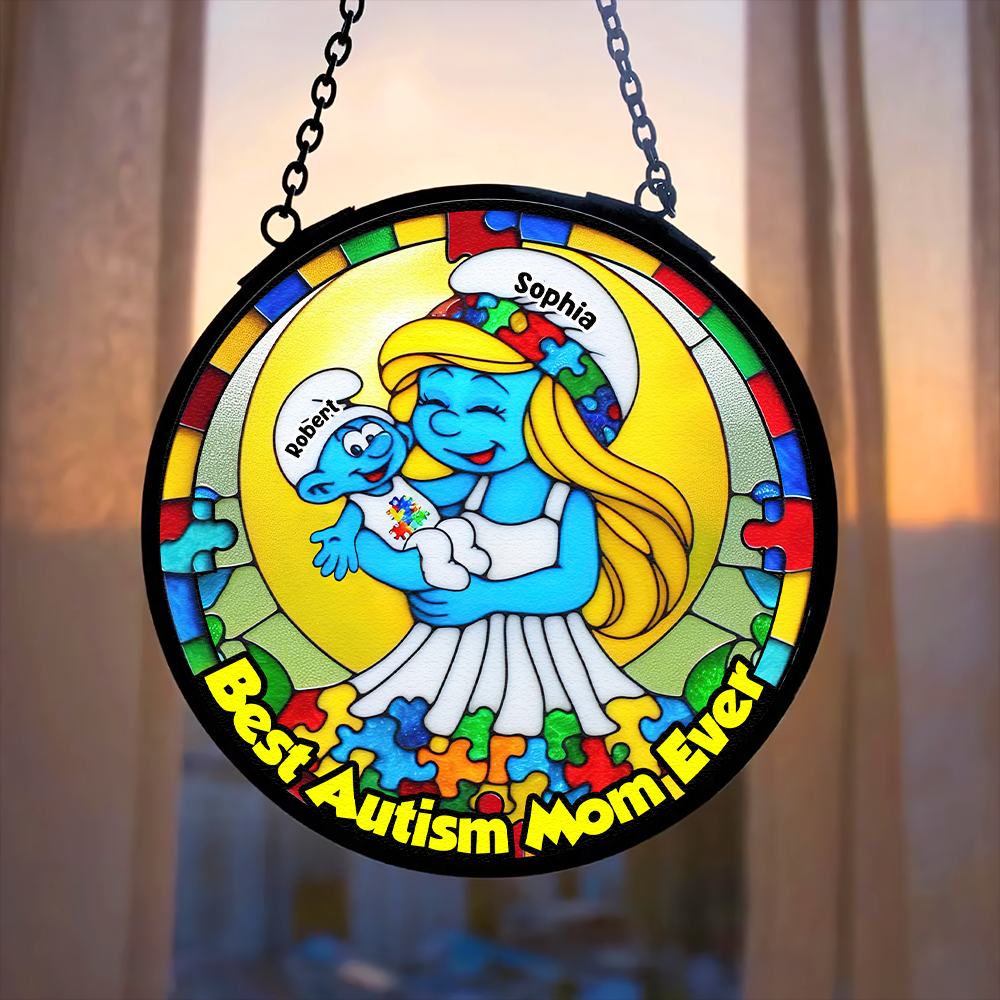 Personalized Gifts For Autism Mom Stained Glass, Blue Character 01tgpu210225 - Image 4