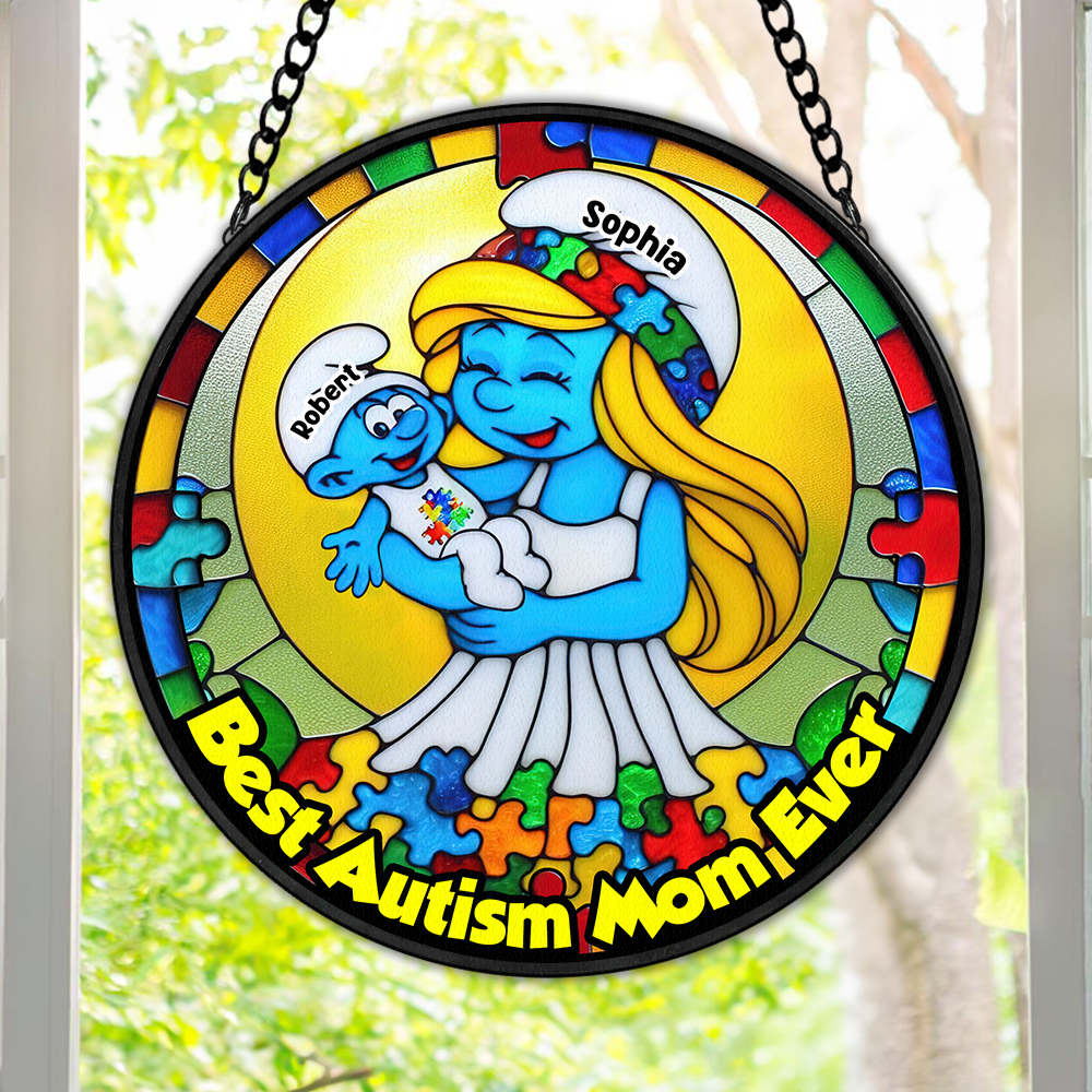 Personalized Gifts For Autism Mom Stained Glass, Blue Character 01tgpu210225 - Image 3