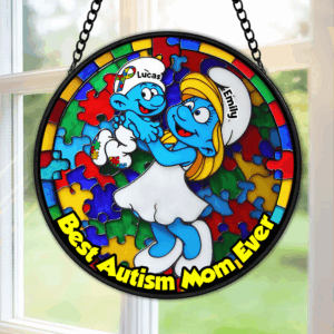 Personalized Gifts For Autism Mom Stained Glass, Blue Character 01tgpu210225