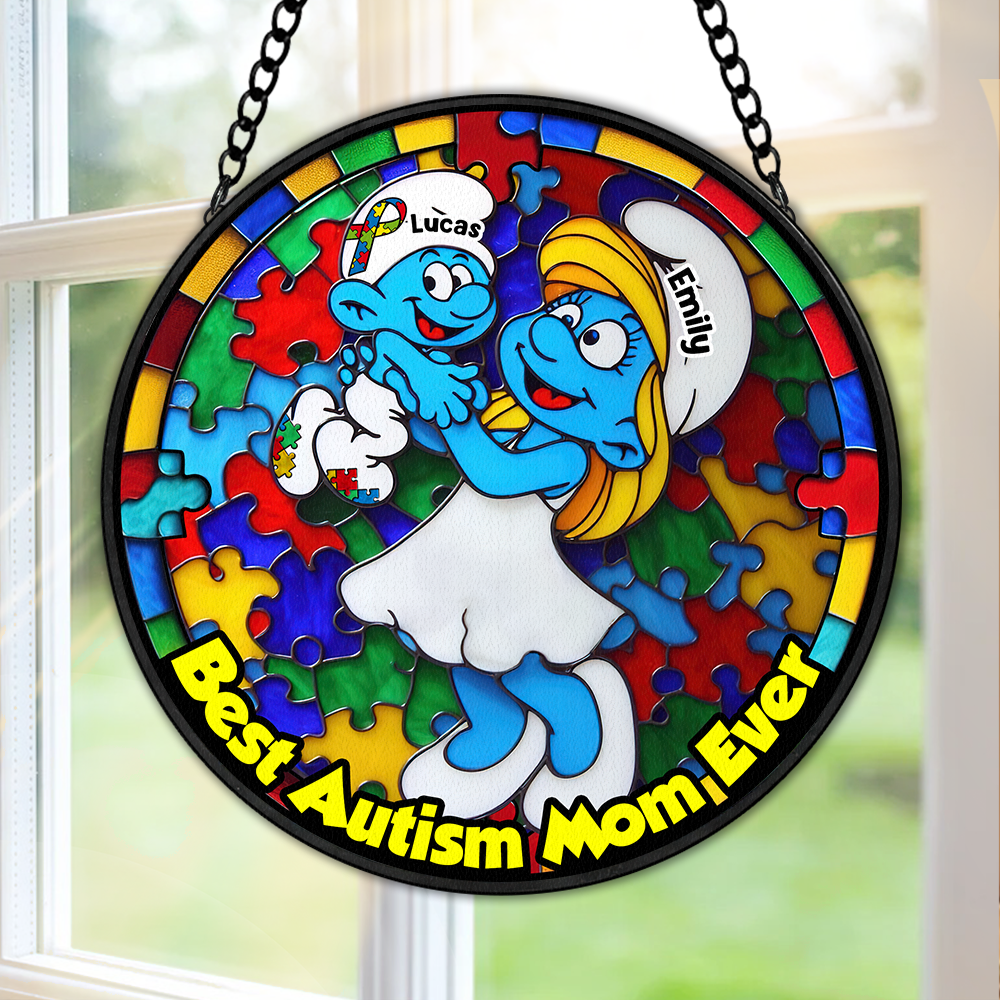 Personalized Gifts For Autism Mom Stained Glass, Blue Character 01tgpu210225
