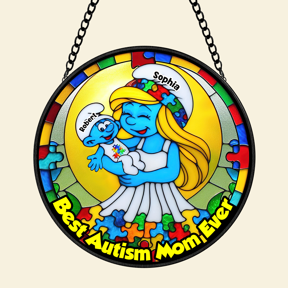 Personalized Gifts For Autism Mom Stained Glass, Blue Character 01tgpu210225 - Image 6