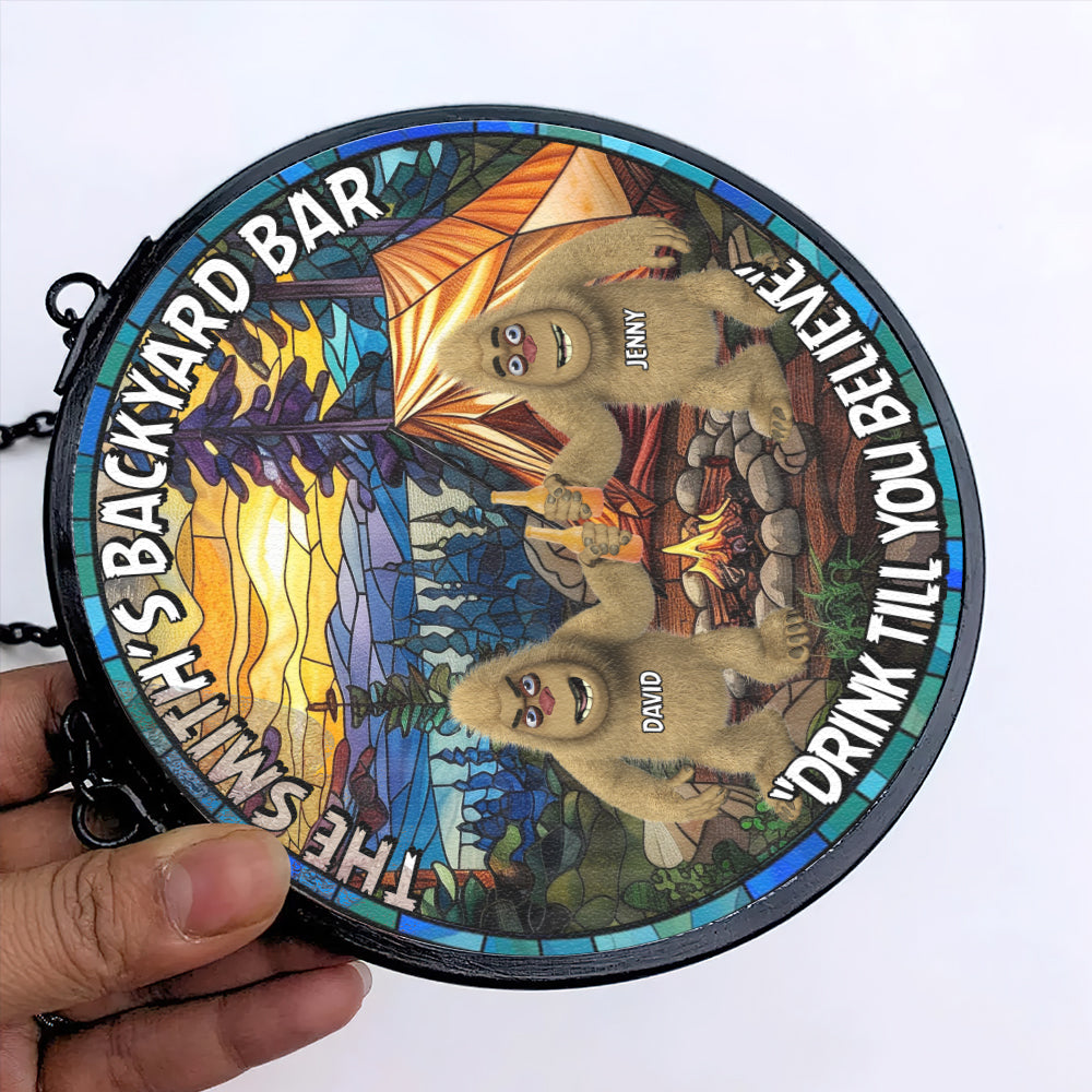 Alternative view of Personalized Gifts For Bigfoot Seeker Stained Glass Suncatcher Ornament 01qhtn160924 Backyard Bar Drink Till You Believe