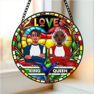Alternative view of Personalized Gifts For Black Couple Stained Glass, Proud King & Queen 04qhti030125pa