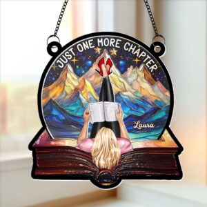 Alternative view of Personalized Gifts For Book Lover Suncatcher Ornament Girl Reading Book 012xqti040125