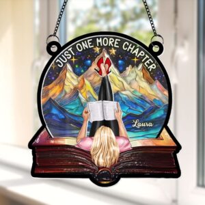 Personalized Gifts For Book Lover Suncatcher Ornament Girl Reading Book 012xqti040125