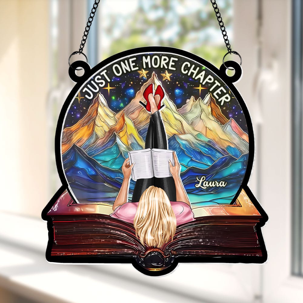 Personalized Gifts For Book Lover Suncatcher Ornament Girl Reading Book 012xqti040125