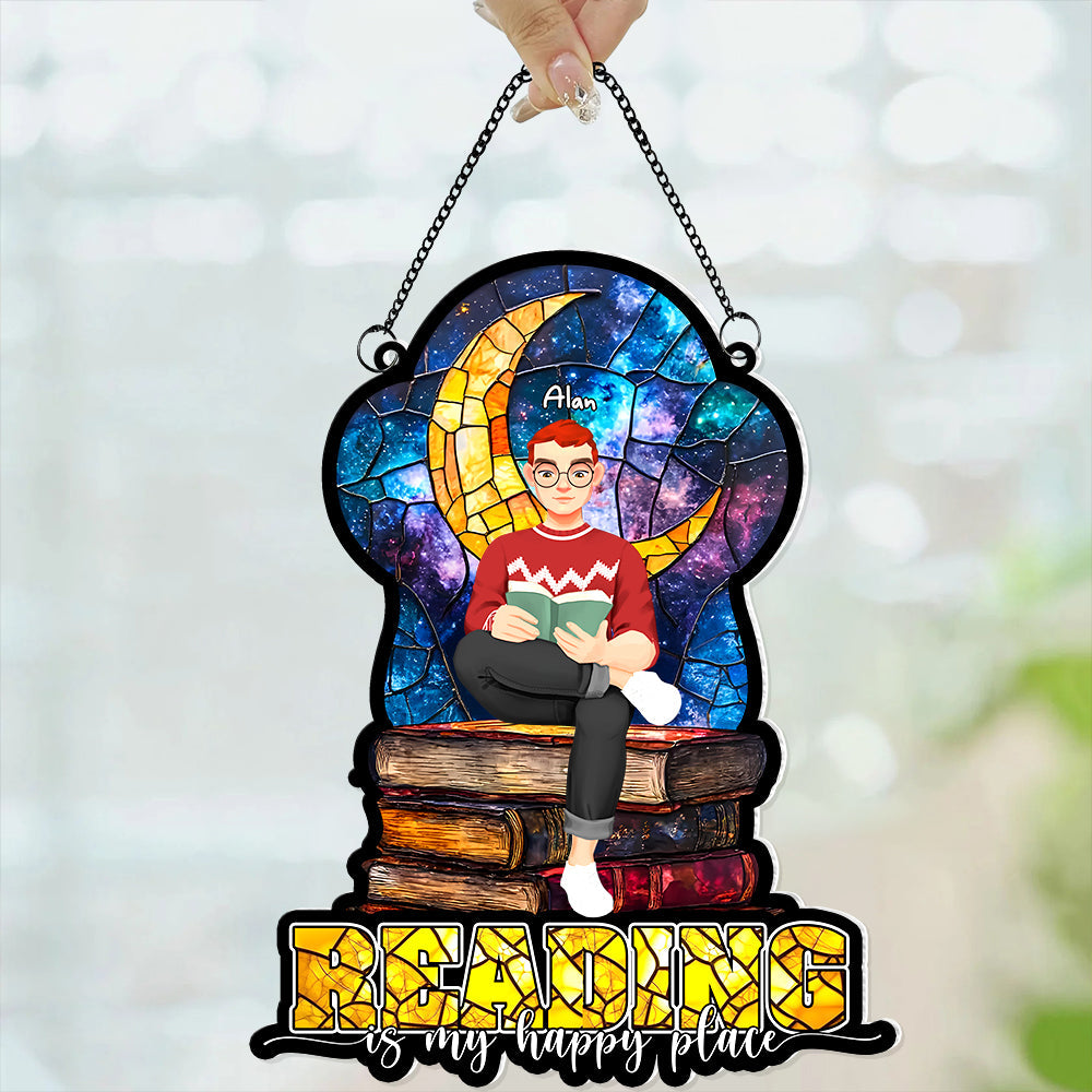 Alternative view of Personalized Gifts For Book Lovers Acrylic Suncatcher Reading Happiness 03XQLU041224PA
