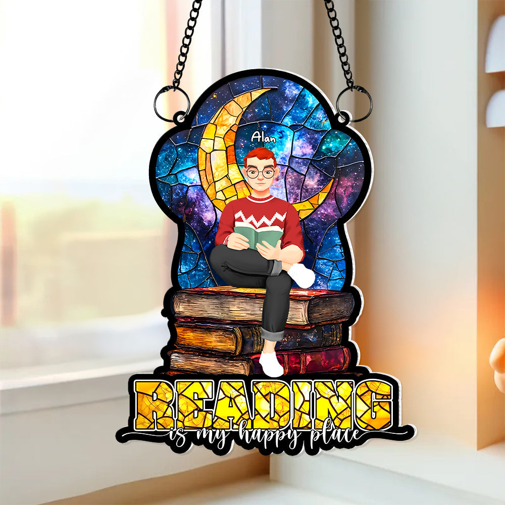Personalized Gifts For Book Lovers Acrylic Suncatcher Reading Happiness 03XQLU041224PA - Image 3