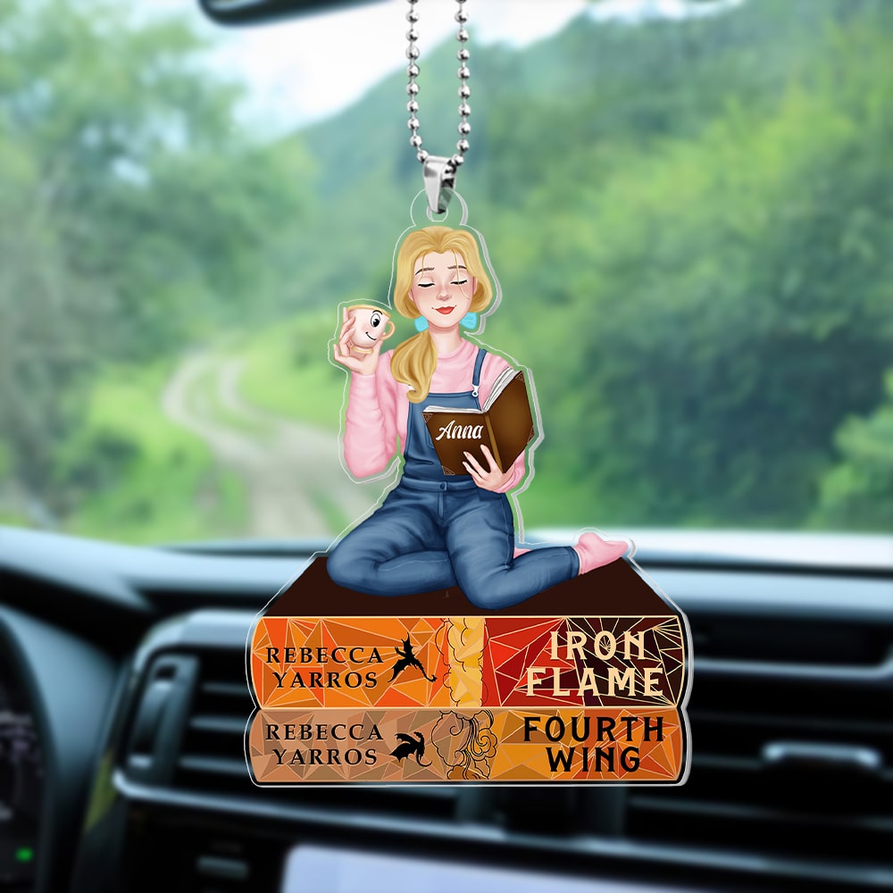 Alternative view of Personalized Gifts For Book Lovers Car Ornament Fourth Wing and Iron Flame Ornament