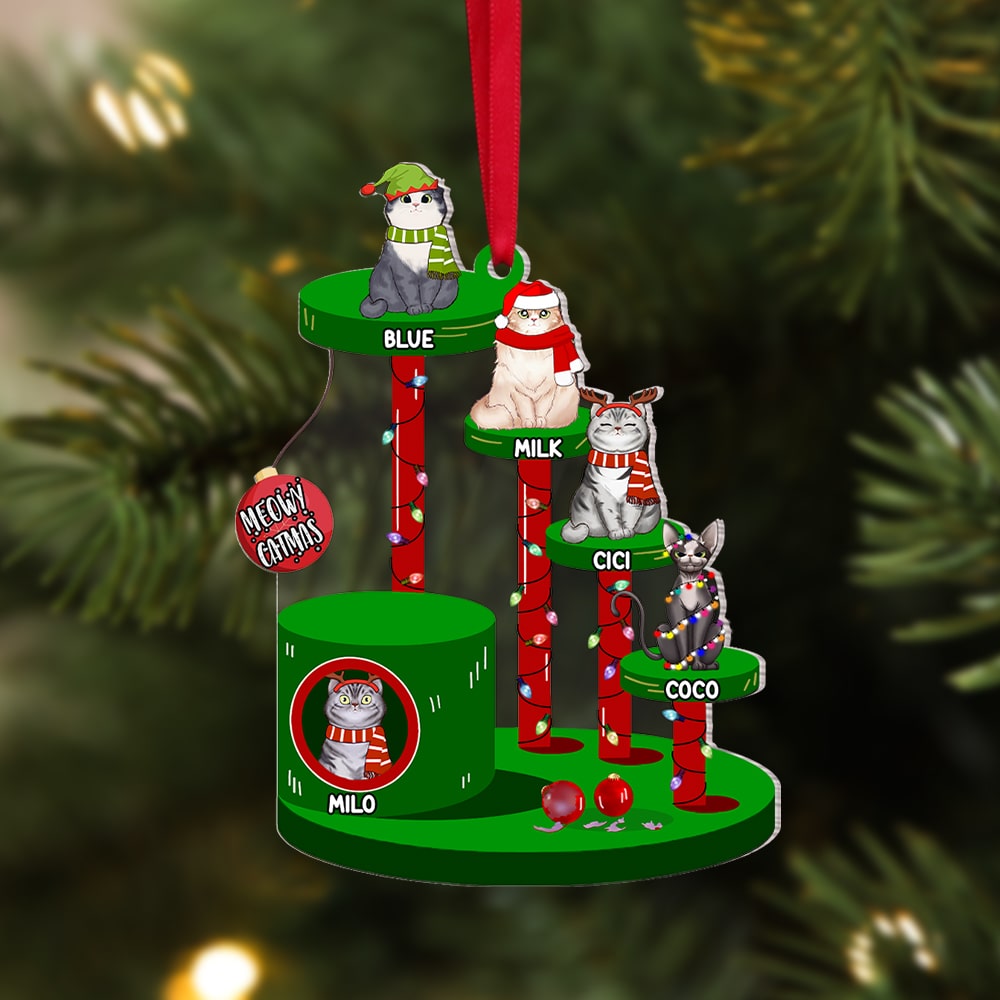 Personalized Gifts For Cat Lover Ornament 02TOMH290824HG Meowy Catmas