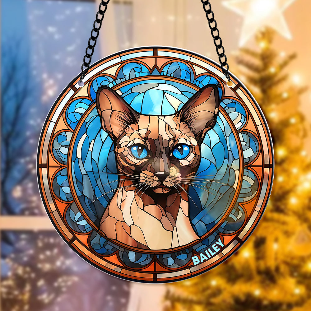 Alternative view of Personalized Gifts For Cat Lover Suncatcher Ornament 01KAQN280824
