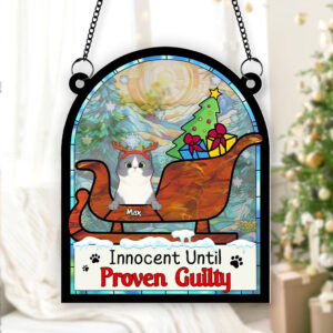 Alternative view of Personalized Gifts For Cat Lover Suncatcher Ornament 041hutn190724 Naughty Cat Christmas