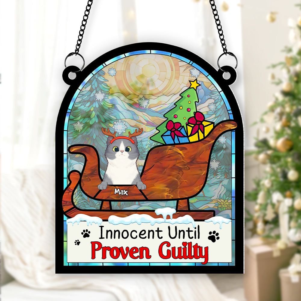 Alternative view of Personalized Gifts For Cat Lover Suncatcher Ornament 041hutn190724 Naughty Cat Christmas