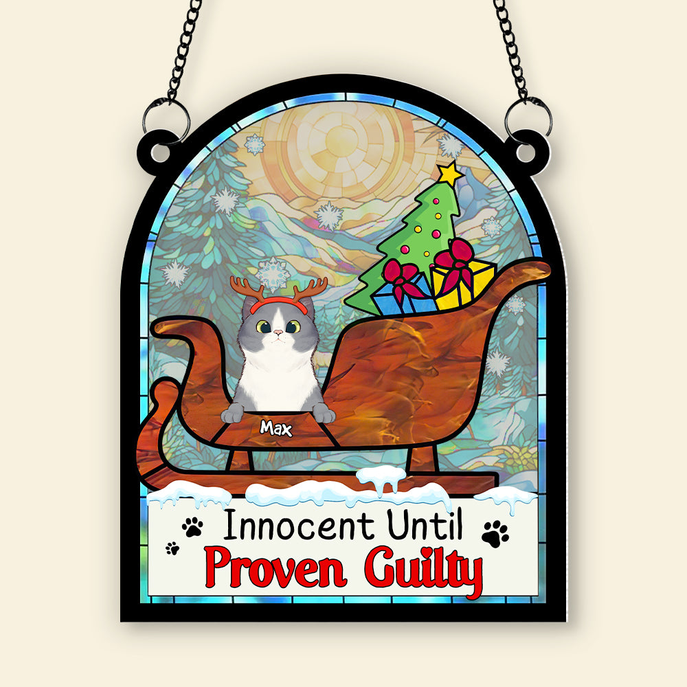 Personalized Gifts For Cat Lover Suncatcher Ornament 041hutn190724 Naughty Cat Christmas - Image 4