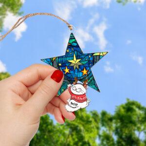 Alternative view of Personalized Gifts For Cat Lovers, Funny Naughty Cat Hanging On Christmas Star 04QHQN250924