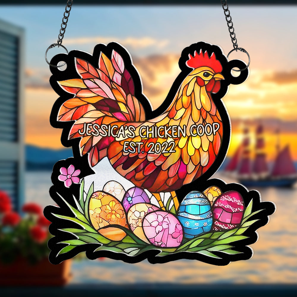 Personalized Gifts For Chicken Lover Window Hanging Suncatcher Ornament 01XQQN180225 - Image 5