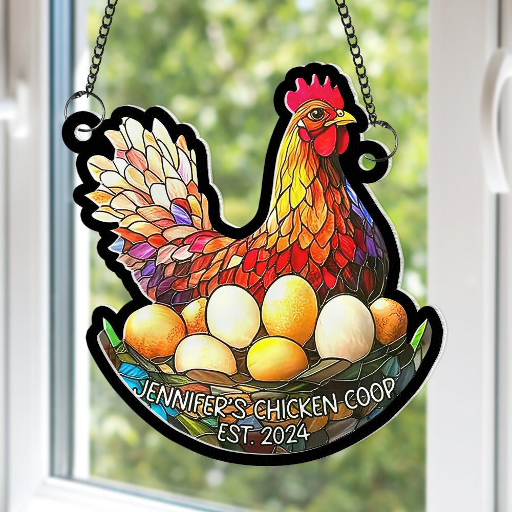 Personalized Gifts For Chicken Lover Window Hanging Suncatcher Ornament 01XQQN180225 - Image 3