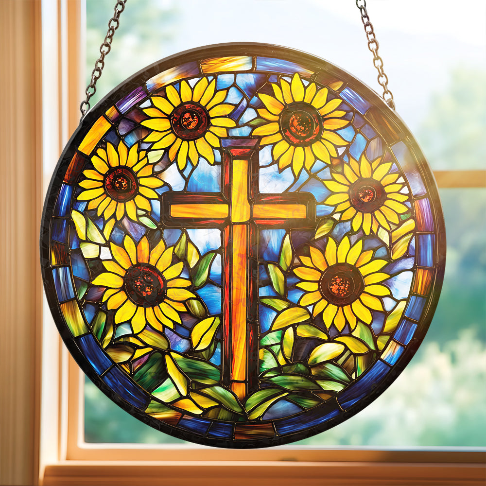 Alternative view of Personalized Gifts For Christian Stained Glass Christ Sunflower 01HUDT050325