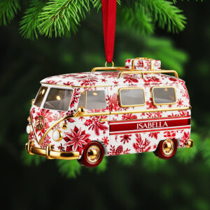 Alternative view of Personalized Gifts For Christmas, Camper Van Toile de Jouy Custom Shape Acrylic Ornament 02pgta031025