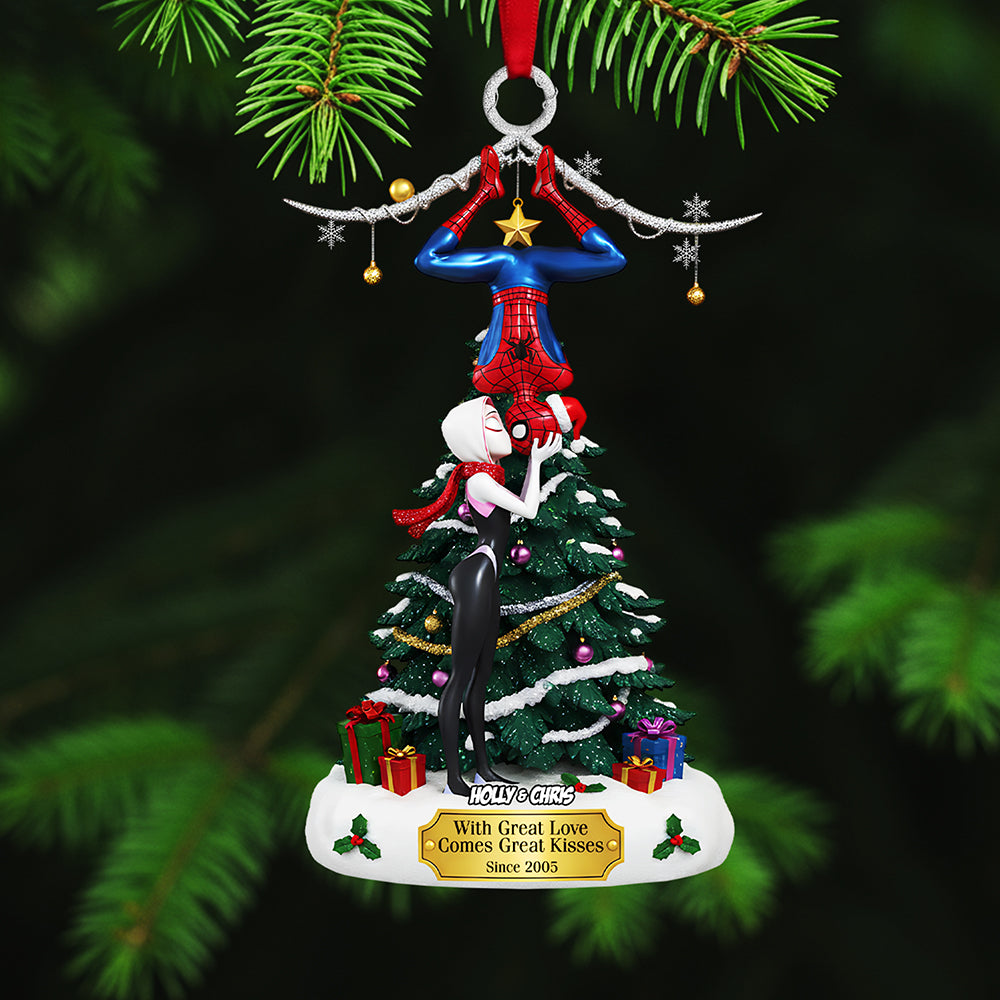 Alternative view of Personalized Gifts For Christmas, Cheeky Kissing Couple Acrylic Ornament 03nata061025