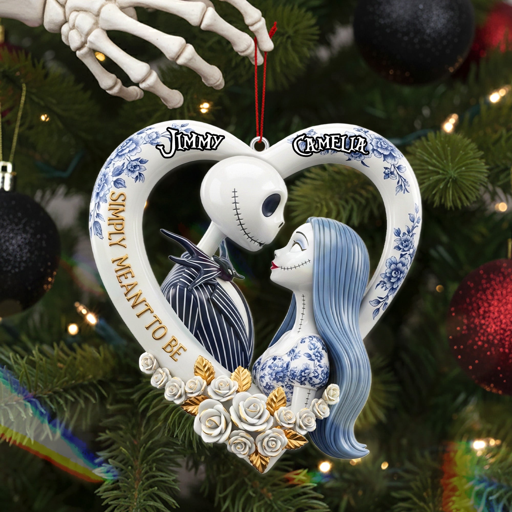 Alternative view of Personalized Gifts For Christmas, Couple Toile de Jouy Custom Shape Acrylic Ornament 03pgmg260925