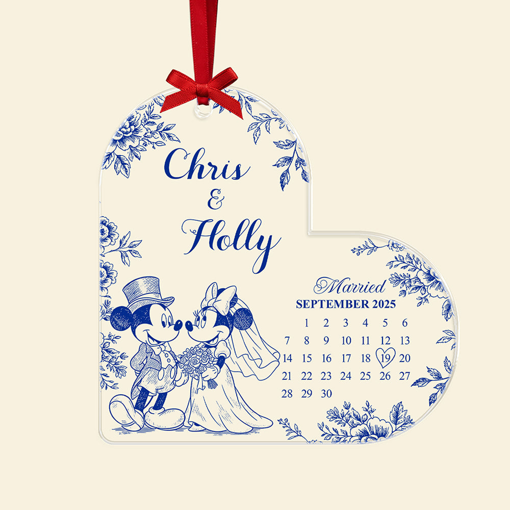 Personalized Gifts For Christmas, Couple Wedding Toile de Jouy Custom Shape Acrylic Ornament 02pgta081025 - Image 4