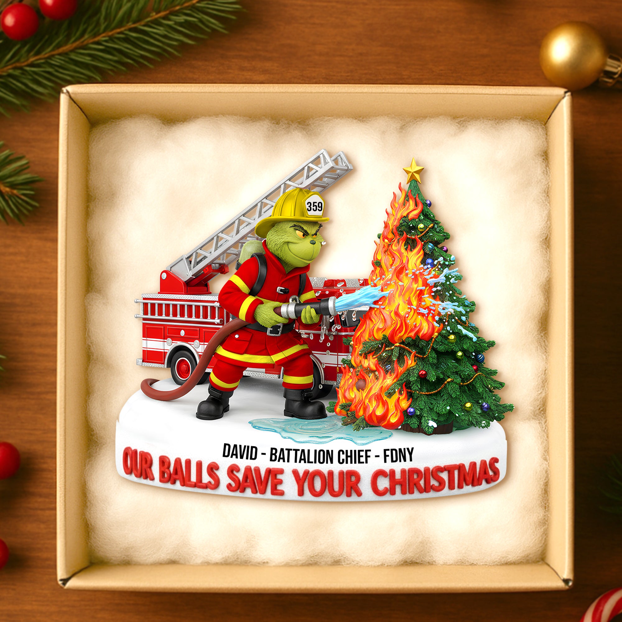 Personalized Gifts For Christmas, Firefighter Acrylic Ornament 02qhtn120925 - Image 3
