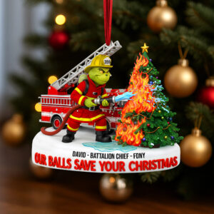 Alternative view of Personalized Gifts For Christmas, Firefighter Acrylic Ornament 02qhtn120925