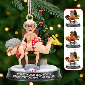 Alternative view of Personalized Gifts For Christmas, Funny Old Couple Acrylic Ornament 01namg110925