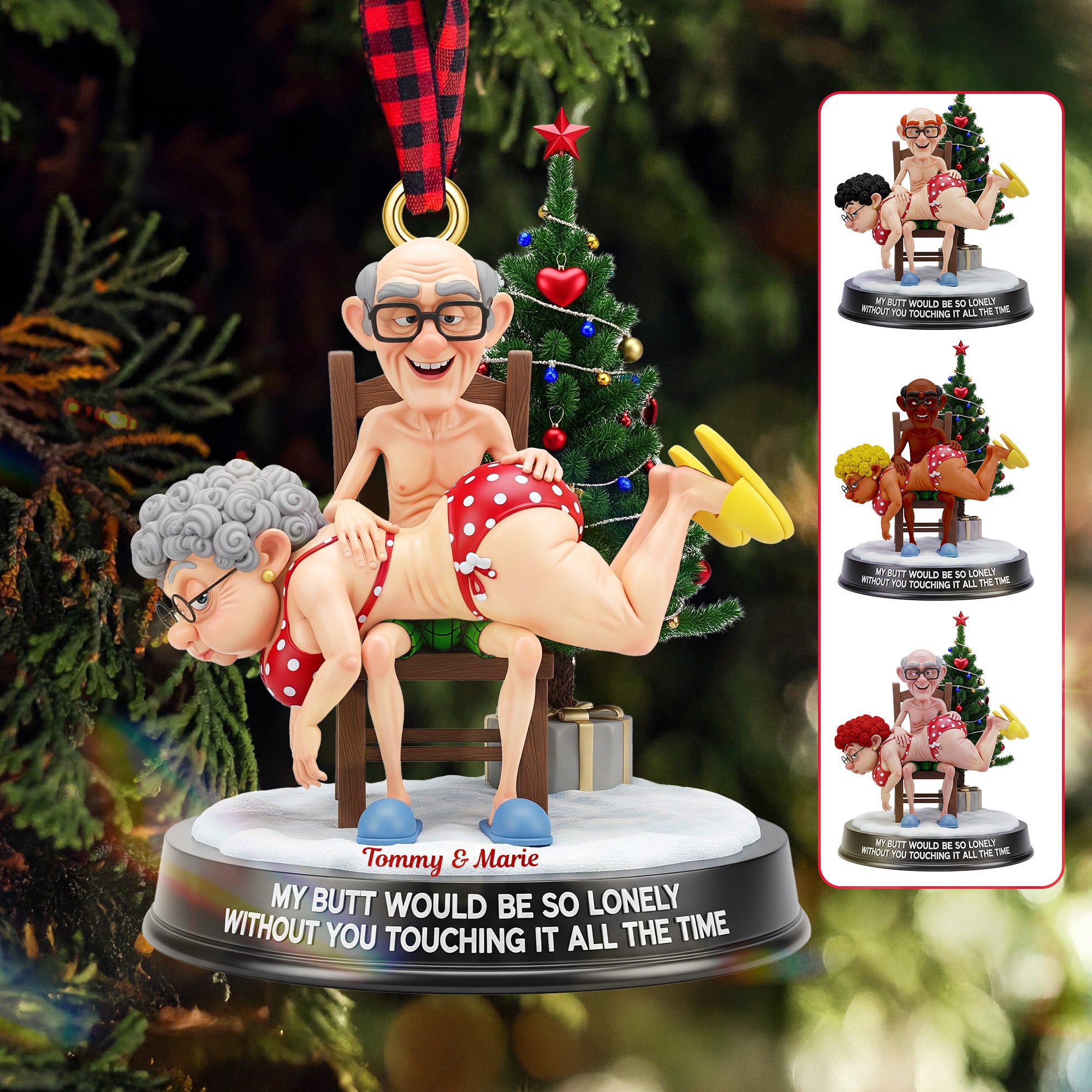Personalized Gifts For Christmas, Funny Old Couple Acrylic Ornament 01namg110925