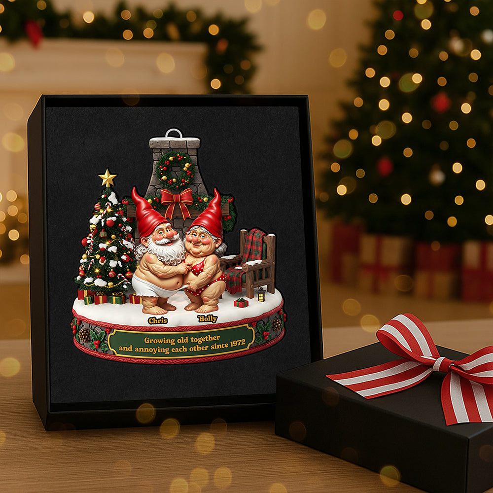 Personalized Gifts For Christmas, Gnome Couple Acrylic Ornament 04nata300925 - Image 3