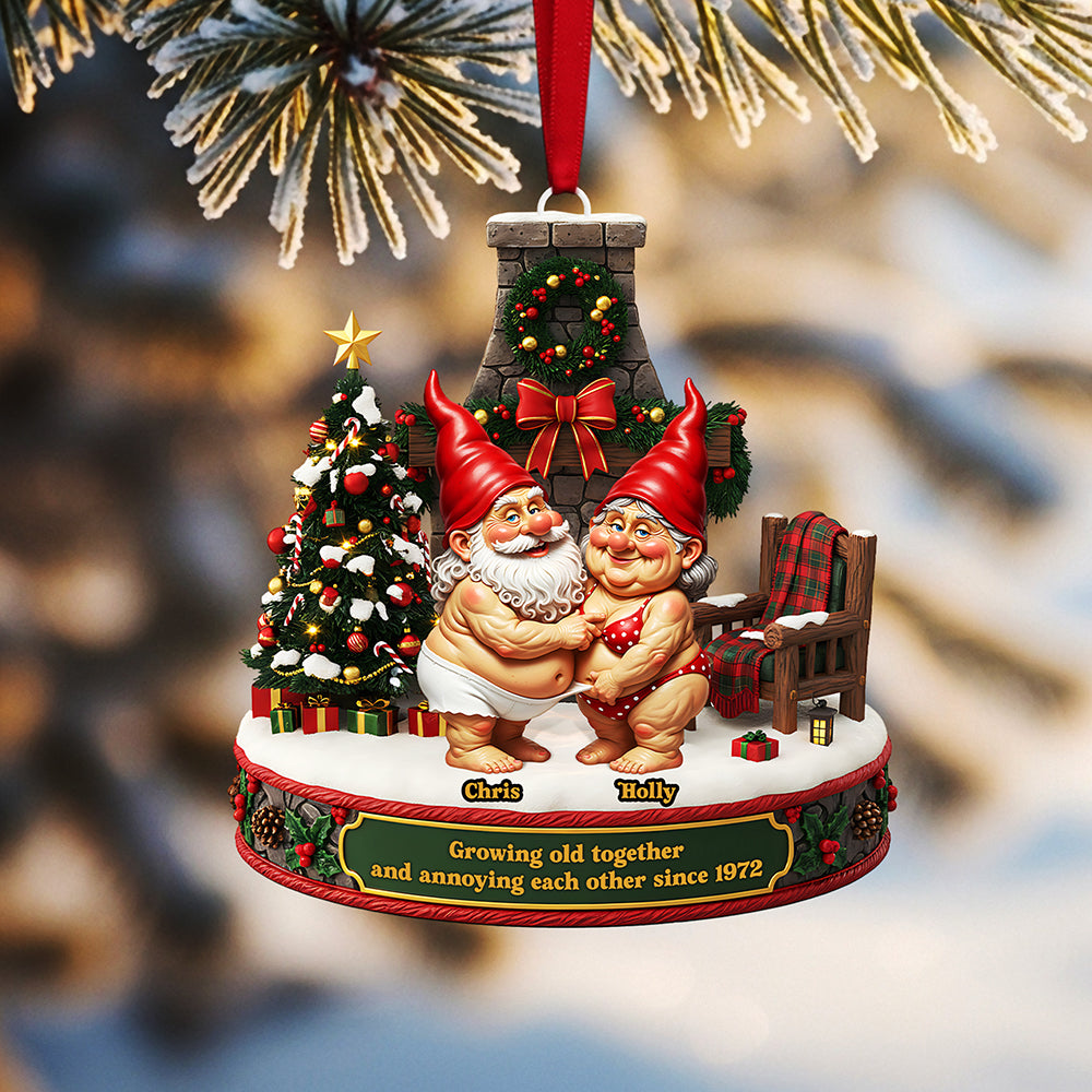Personalized Gifts For Christmas, Gnome Couple Acrylic Ornament 04nata300925