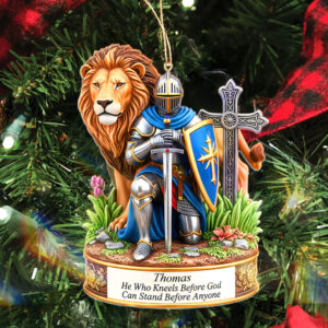 Alternative view of Personalized Gifts For Christmas, Kneeling Knight Acrylic Custom Shape Ornament 03HUMG210825