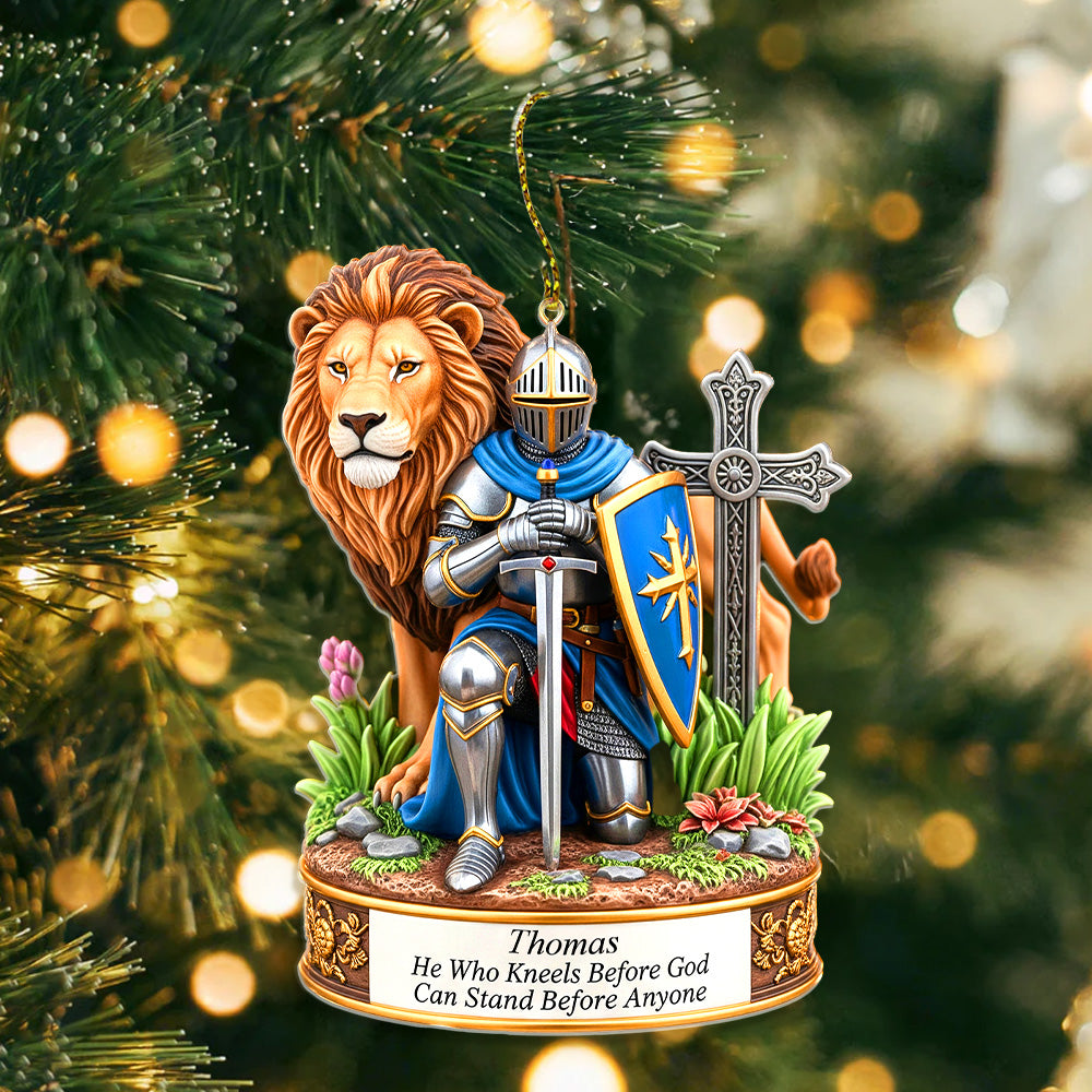 Personalized Gifts For Christmas, Kneeling Knight Acrylic Custom Shape Ornament 03HUMG210825