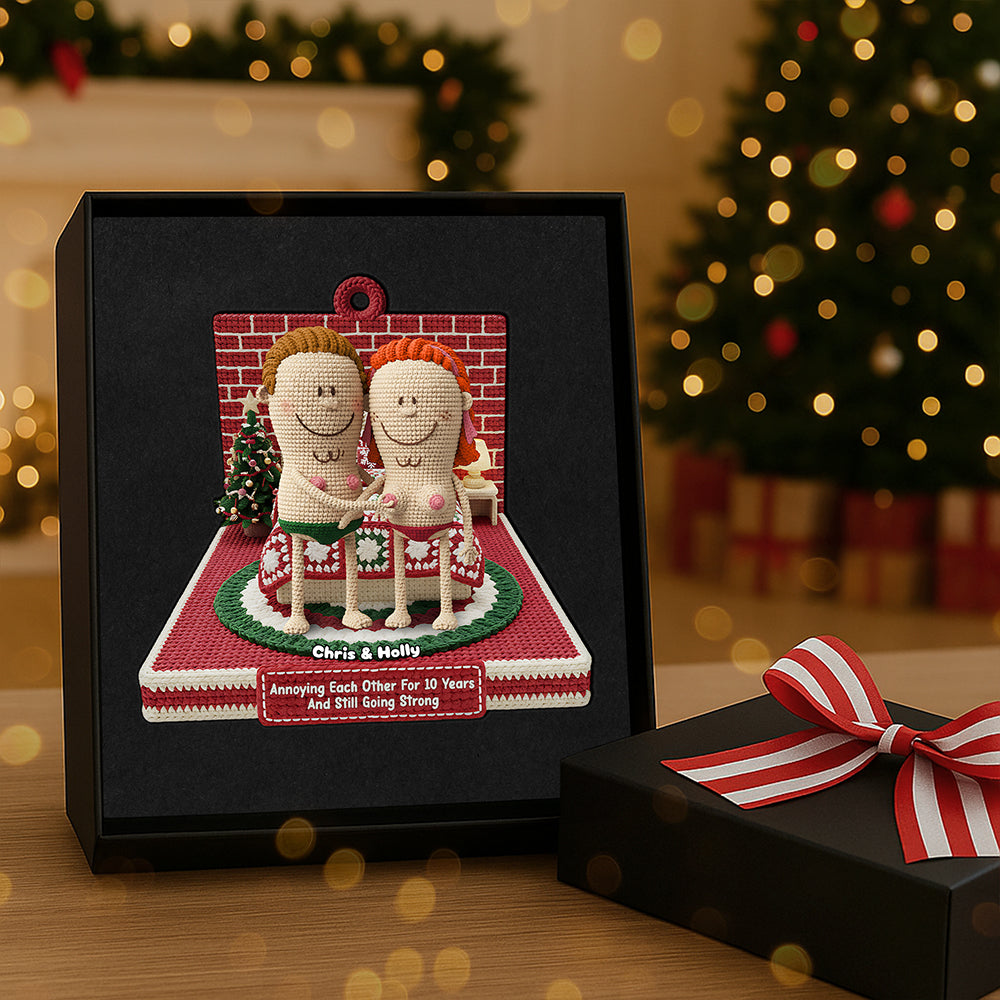 Personalized Gifts For Christmas, Knitting Funny Couple Acrylic Ornament 02nata241025 - Image 3