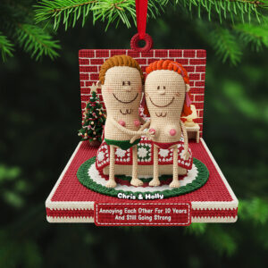 Alternative view of Personalized Gifts For Christmas, Knitting Funny Couple Acrylic Ornament 02nata241025