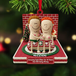 Personalized Gifts For Christmas, Knitting Funny Couple Acrylic Ornament 02nata241025
