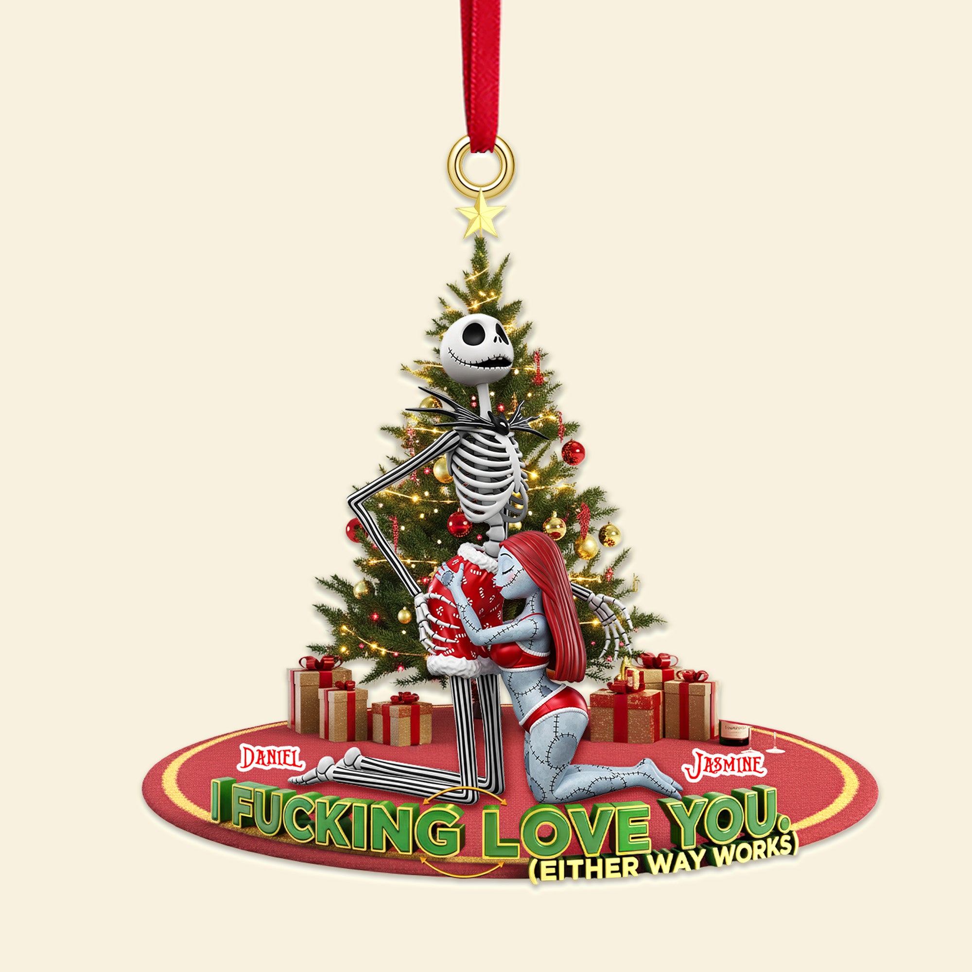 Personalized Gifts For Christmas, Naughty Couple Acrylic Ornament 01ohmg240925 - Image 3