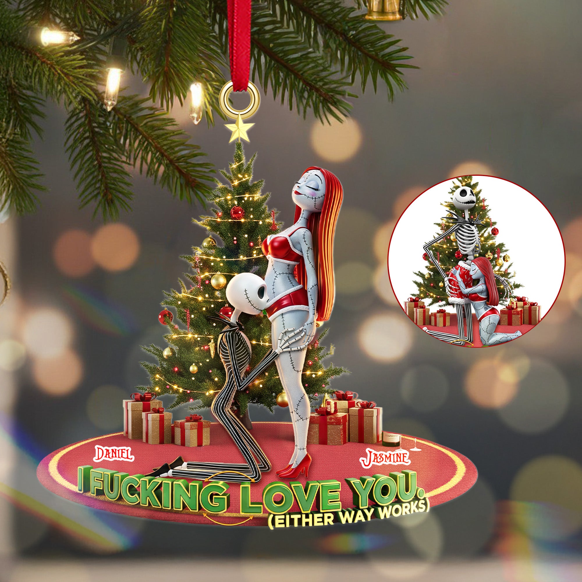 Personalized Gifts For Christmas, Naughty Couple Acrylic Ornament 01ohmg240925