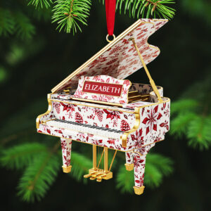 Alternative view of Personalized Gifts For Christmas, Piano Toile de Jouy Custom Shape Acrylic Ornament 05pgta300925