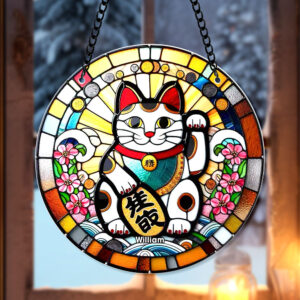Alternative view of Personalized Gifts For Christmas Suncatcher Ornament 52ACQN240824 Lucky Cat