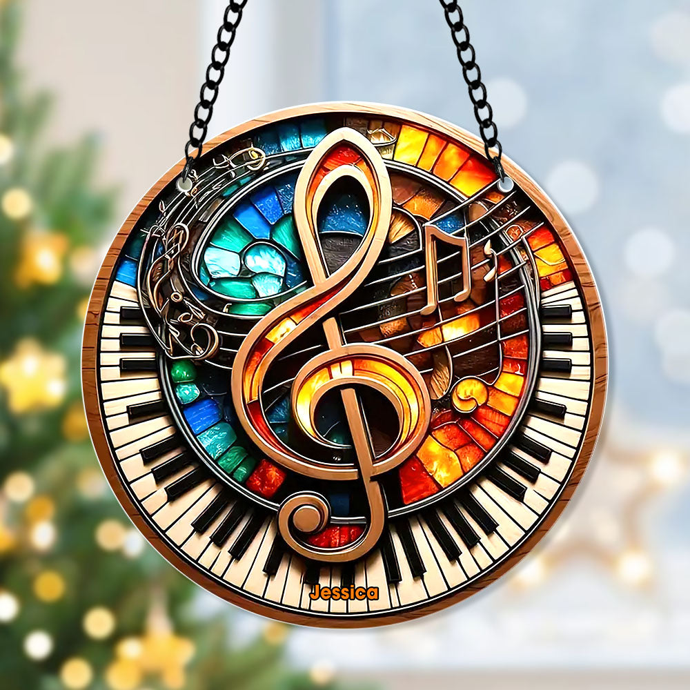 Alternative view of Personalized Gifts For Christmas Suncatcher Ornament 54ACQN240824 Music Note