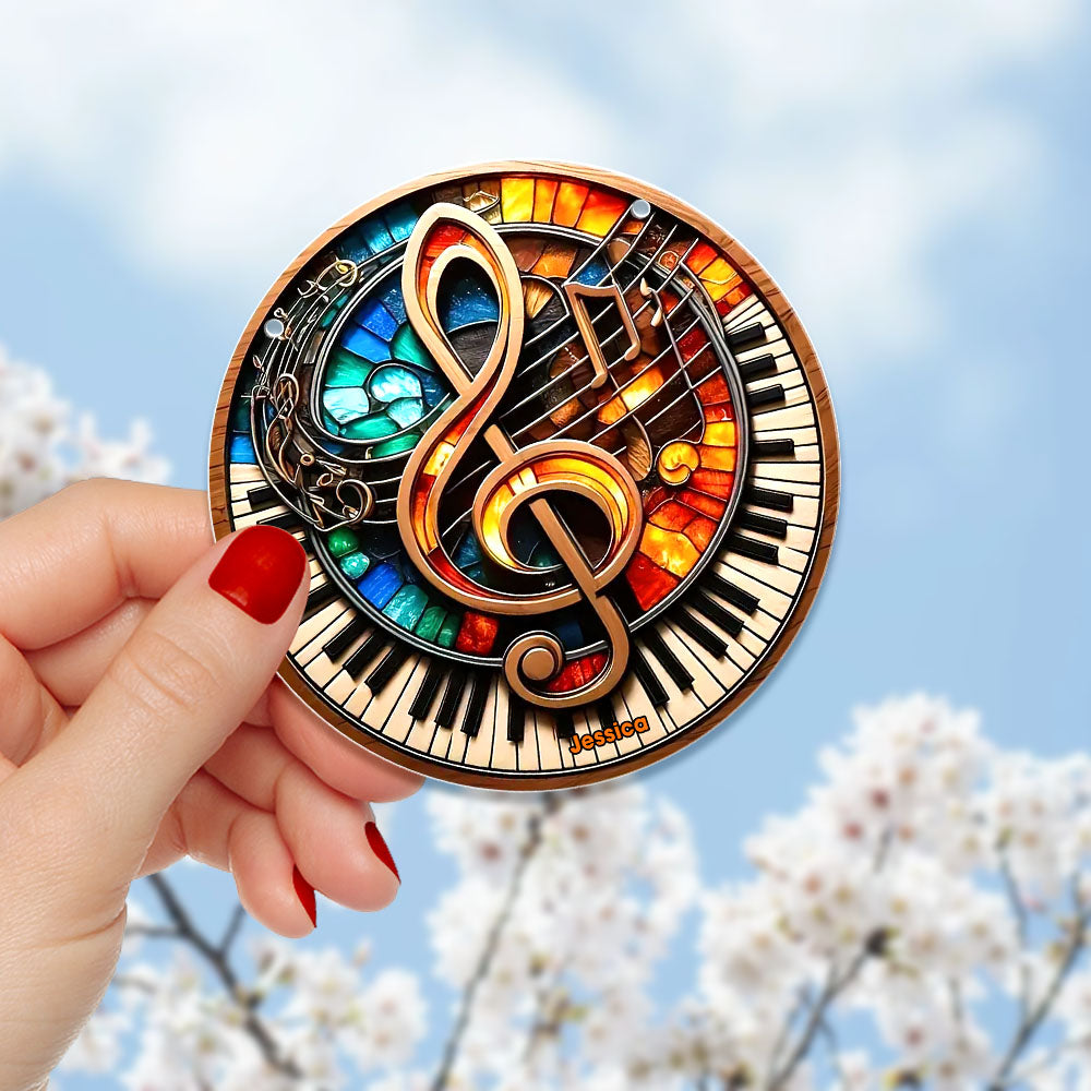 Personalized Gifts For Christmas Suncatcher Ornament 54ACQN240824 Music Note - Image 3