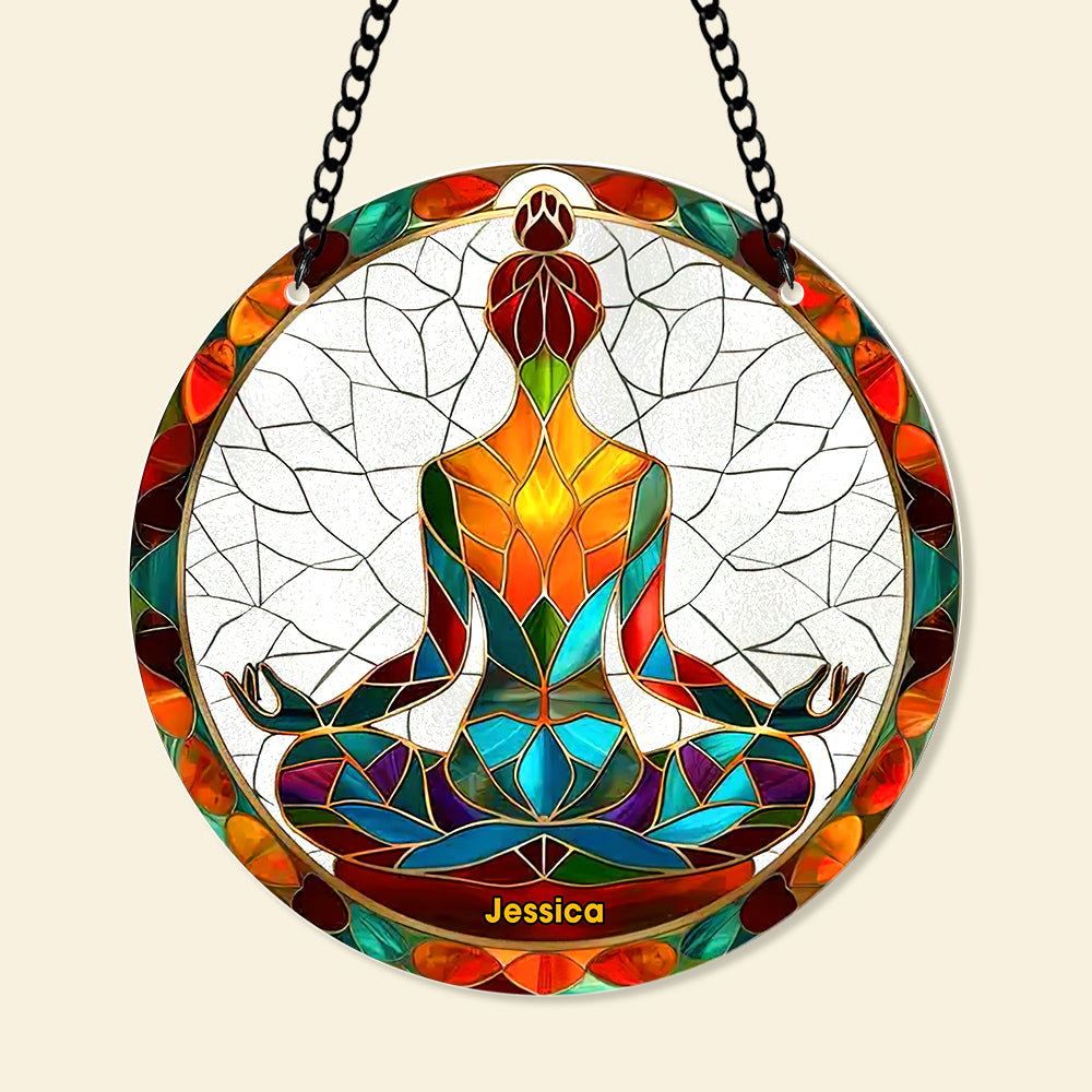 Personalized Gifts For Christmas Suncatcher Ornament 57ACQN240824 Yoga Symbol - Image 5