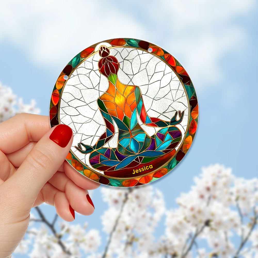 Personalized Gifts For Christmas Suncatcher Ornament 57ACQN240824 Yoga Symbol - Image 3